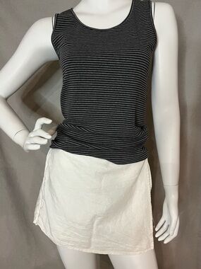 White Linen-look-Cotton Tie-Waist Mini Skort